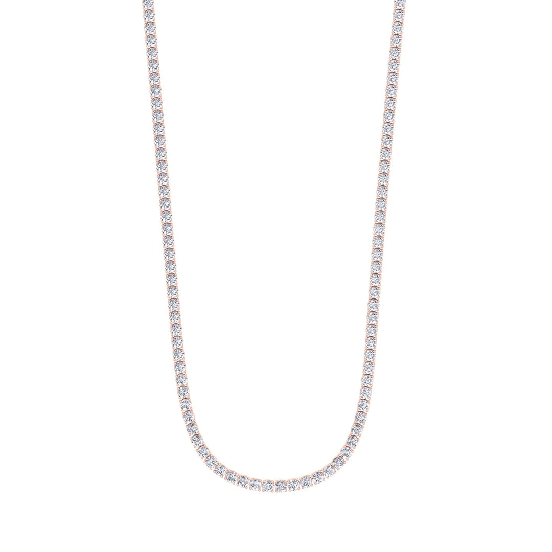 15 Carat 4 Prong Tennis Necklace 14K Solid Gold 16"