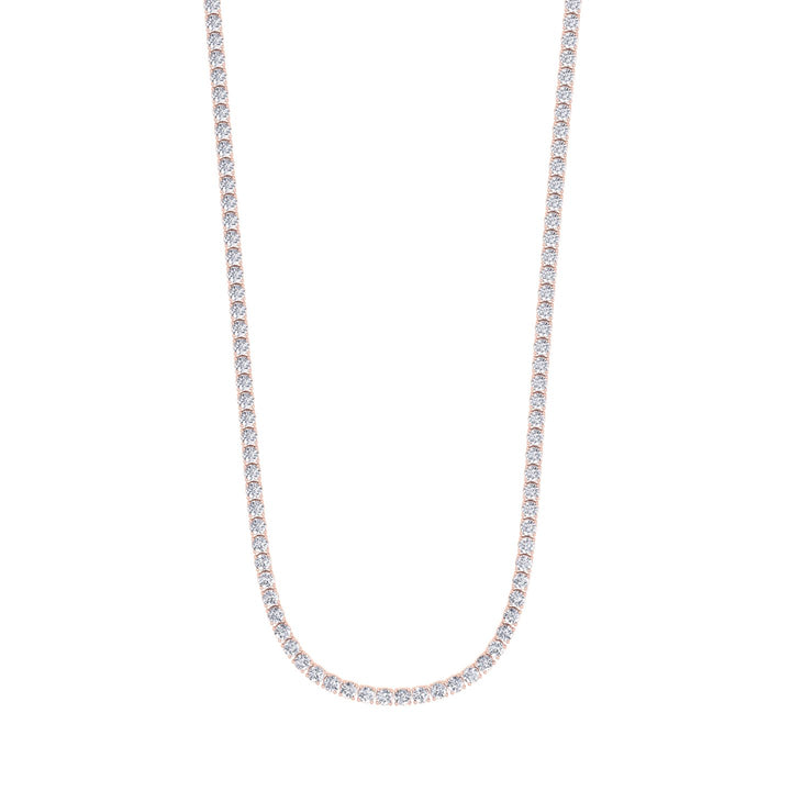 15 Carat 4 Prong Tennis Necklace 14K Solid Gold 16"