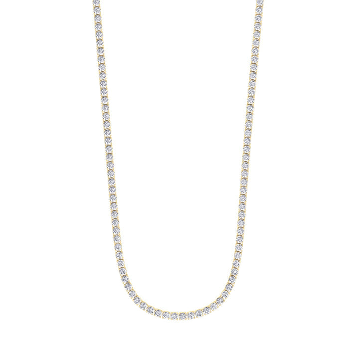 15 Carat 4 Prong Tennis Necklace 14K Solid Gold 16"