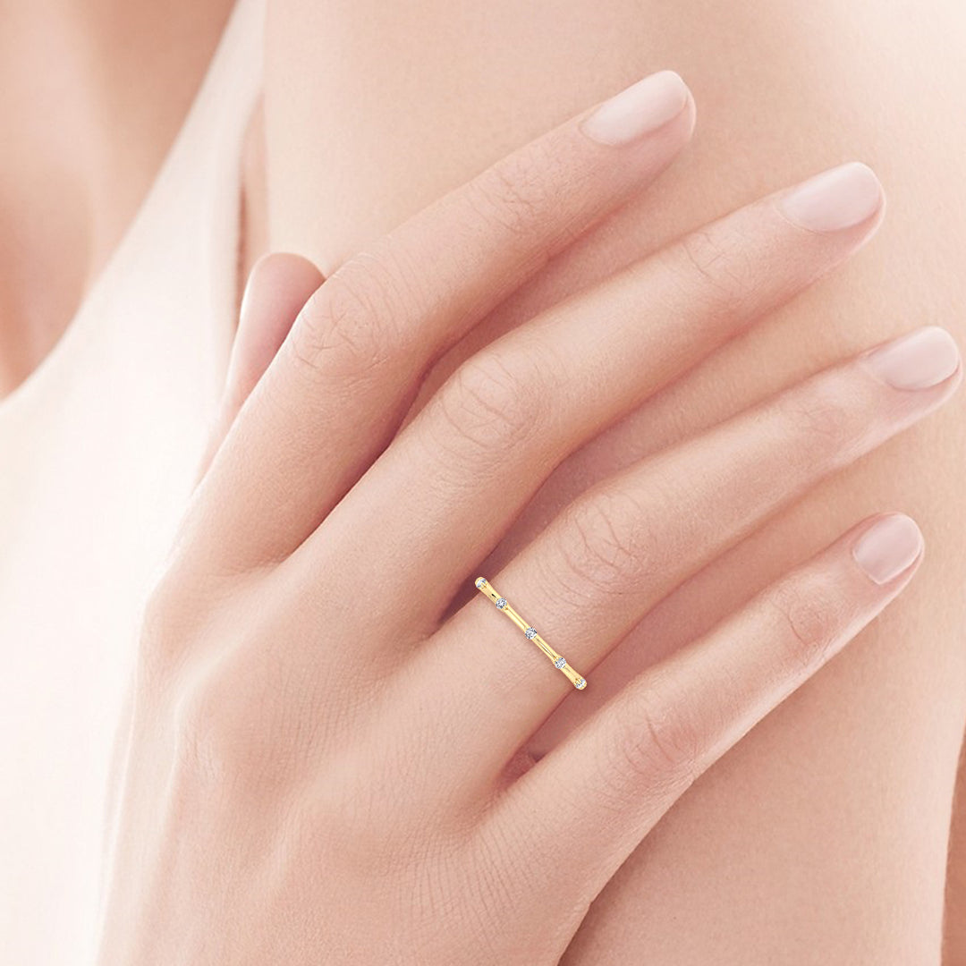 5 Stone Round Shape Wedding Band