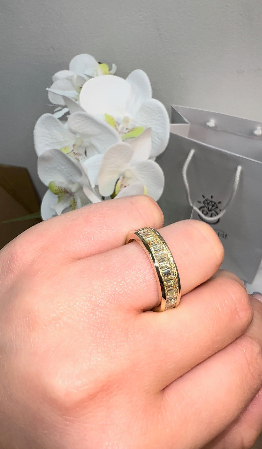 Emerald Cut Channel Set Eternity Band