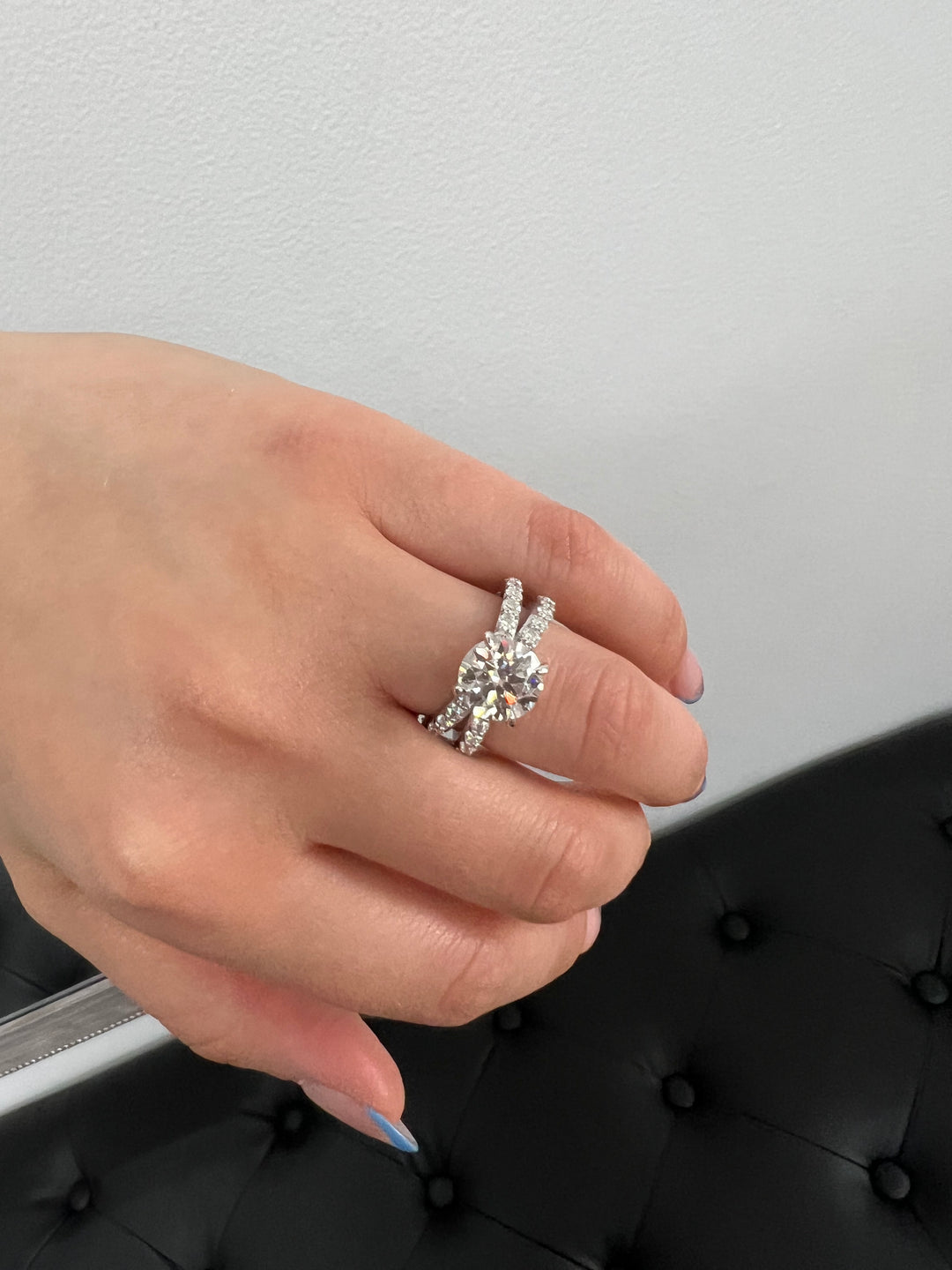 Round Cut Engagement Ring With Double Band