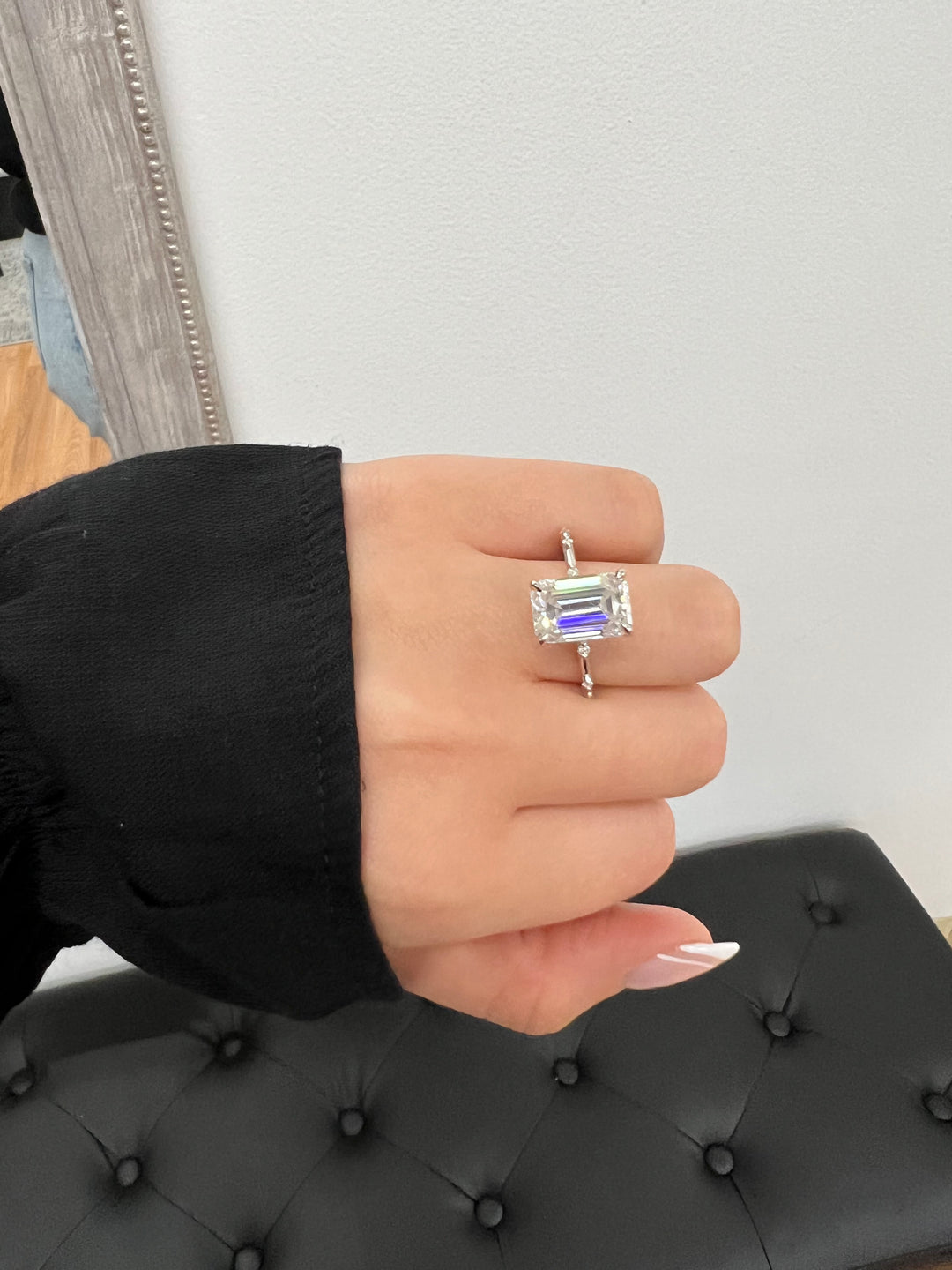 Multiple Stone Emerald Cut Ring with Thin Band