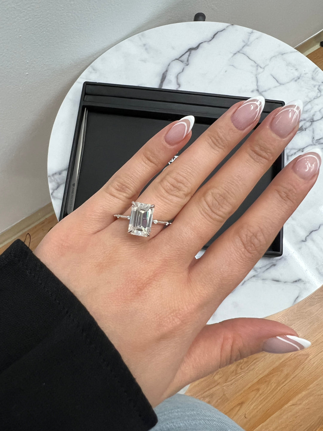 Multiple Stone Emerald Cut Ring with Thin Band