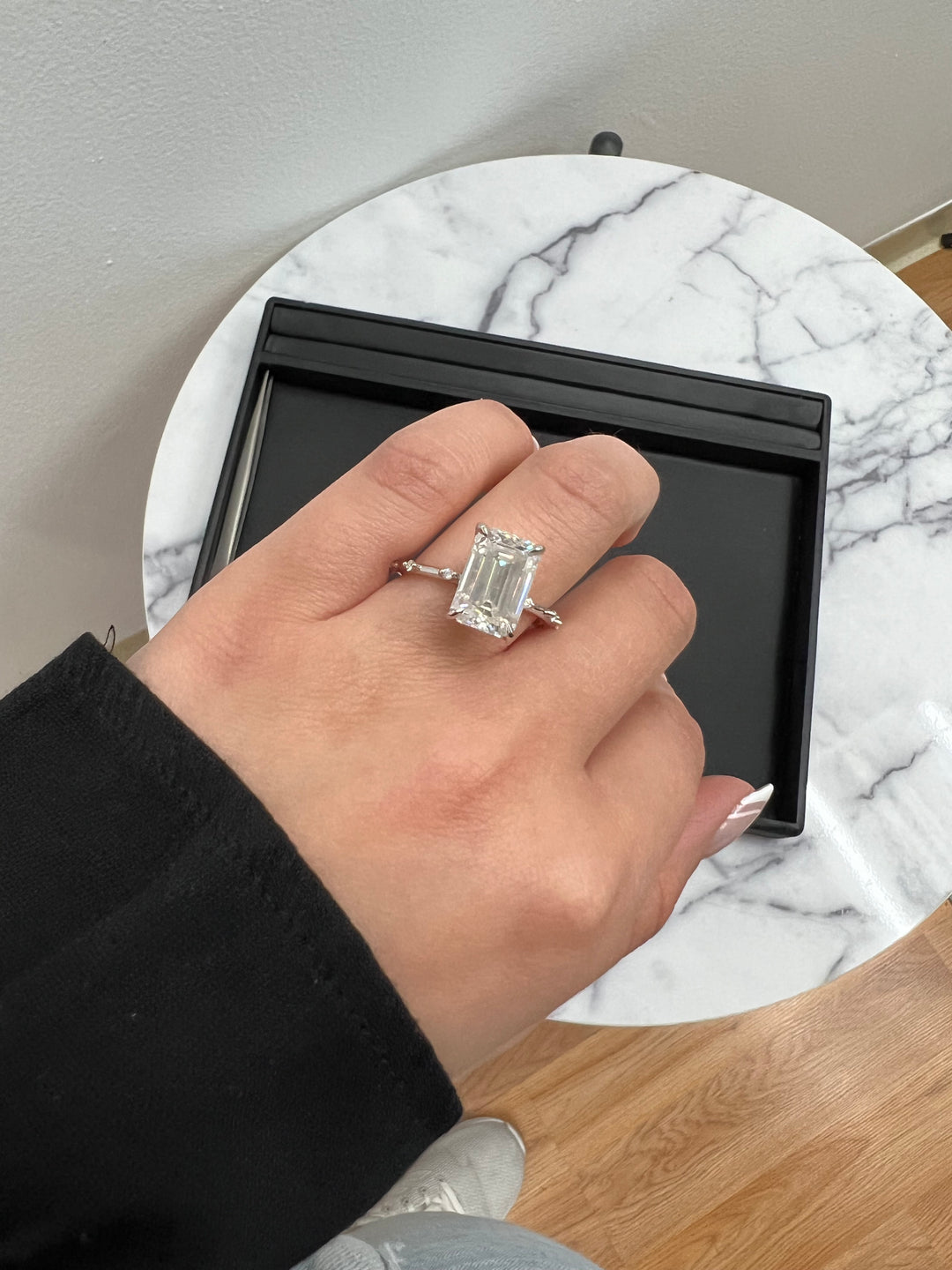 Multiple Stone Emerald Cut Ring with Thin Band