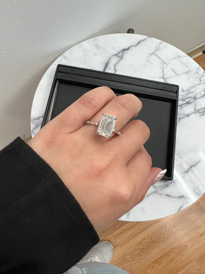 Multiple Stone Emerald Cut Ring with Thin Band