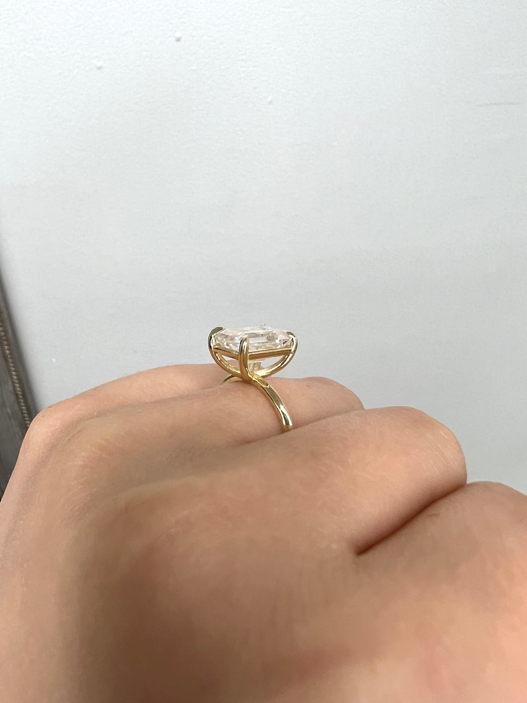 Emerald Cut Thin Band Solitaire Engagement Ring