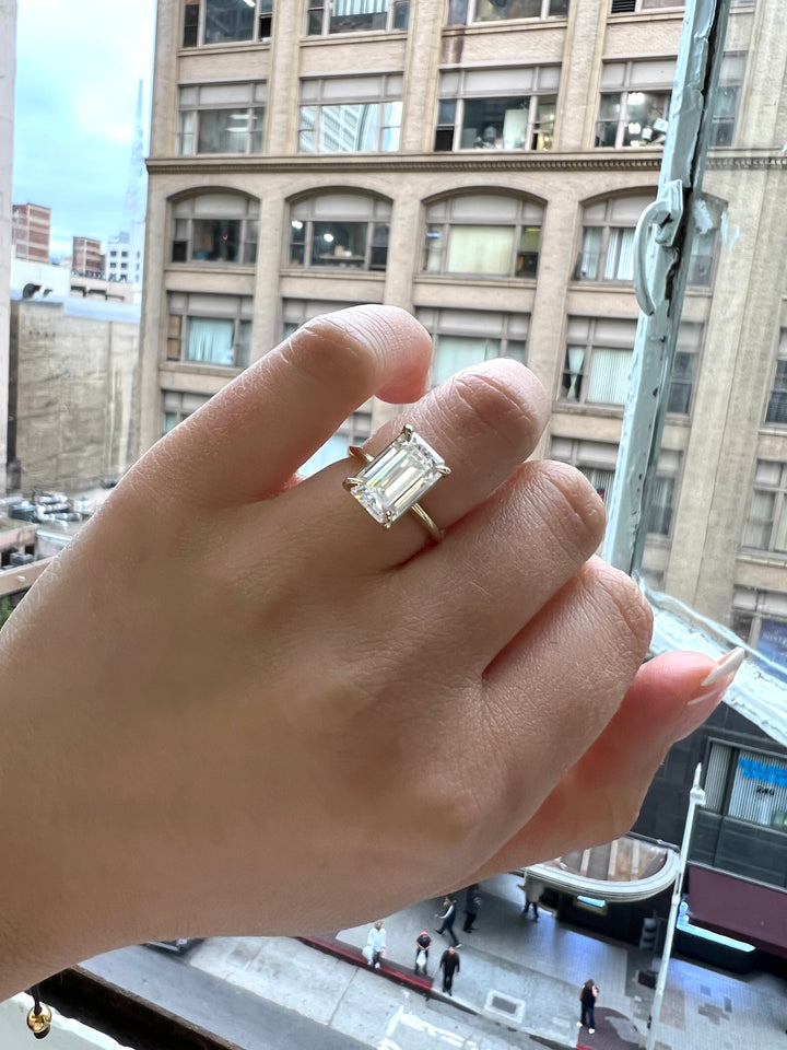 Emerald Cut Thin Band Solitaire Engagement Ring