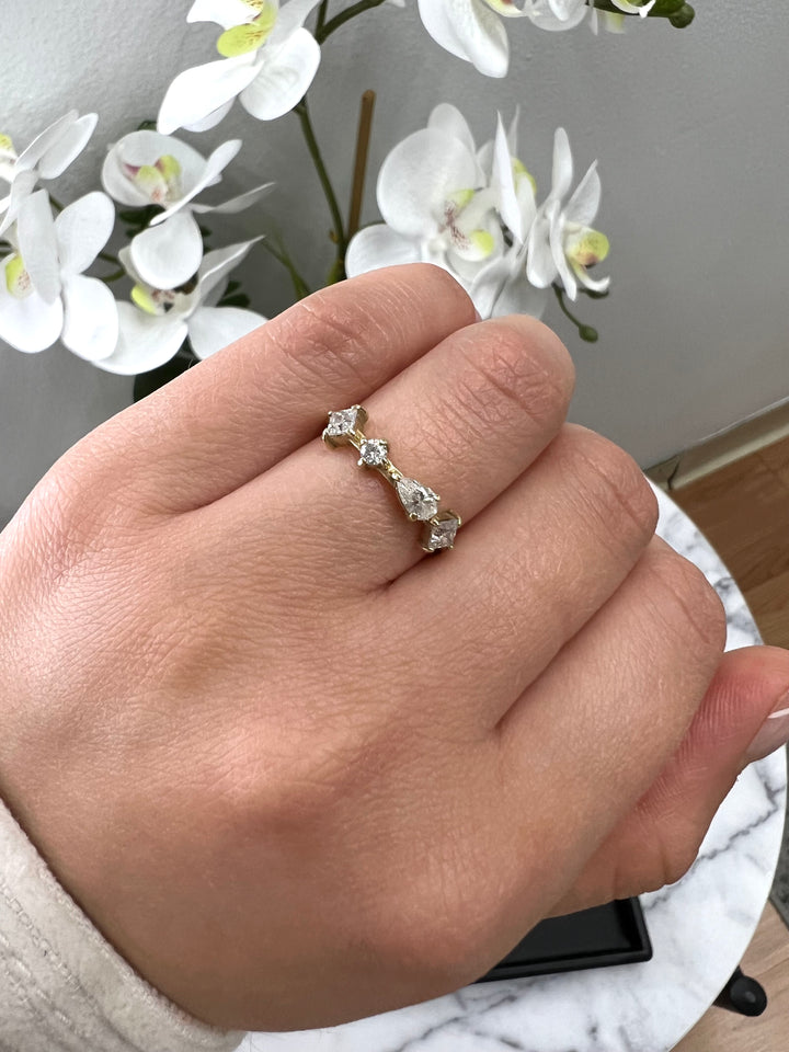 Multi Shape 4 Stone Wedding Band (0.55CT )