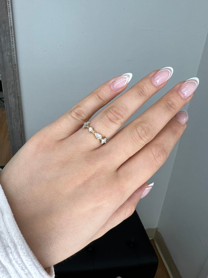 Multi Shape 4 Stone Wedding Band (0.55CT )