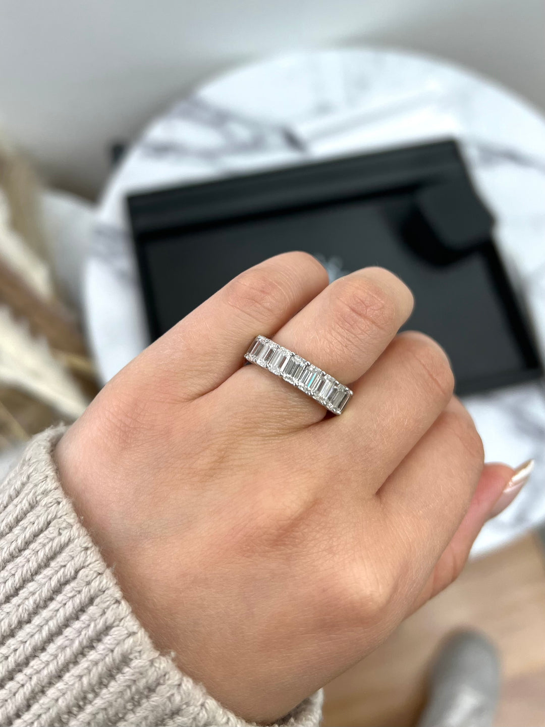 Emerald Cut  Eternity Band