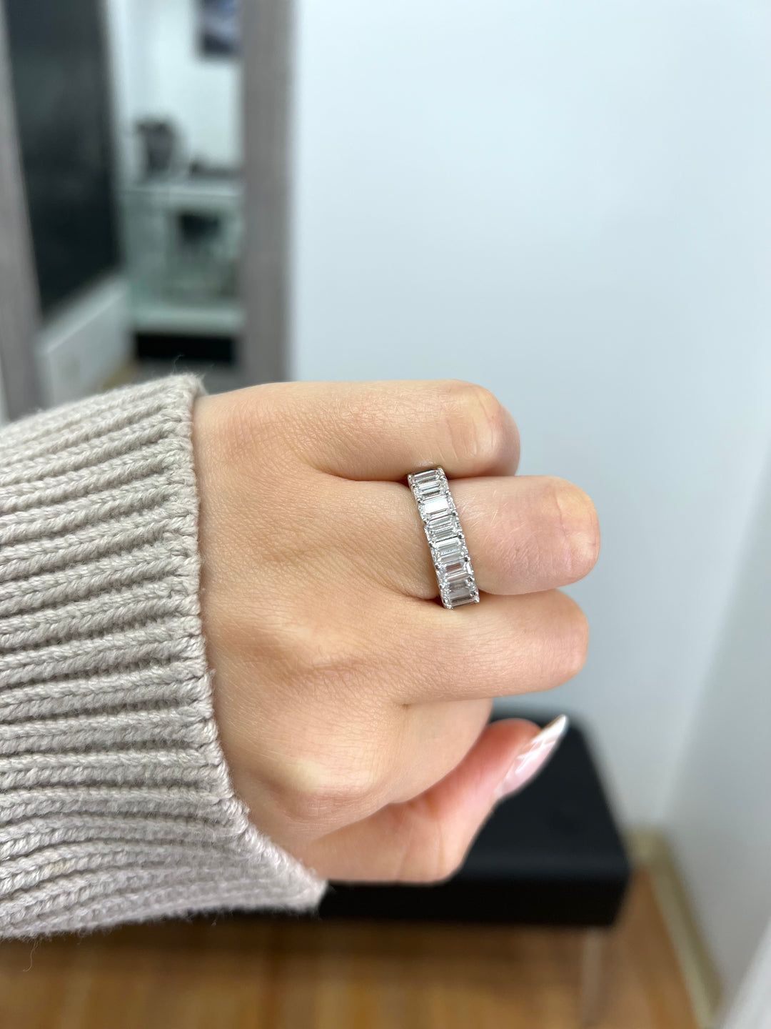Emerald Cut  Eternity Band