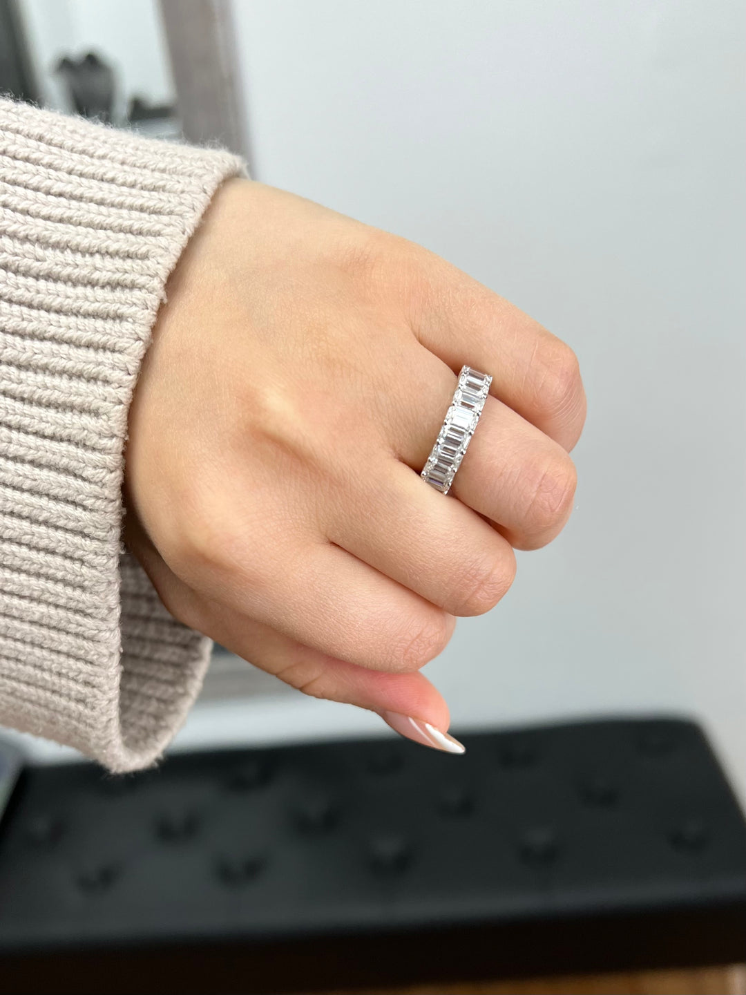 Emerald Cut  Eternity Band