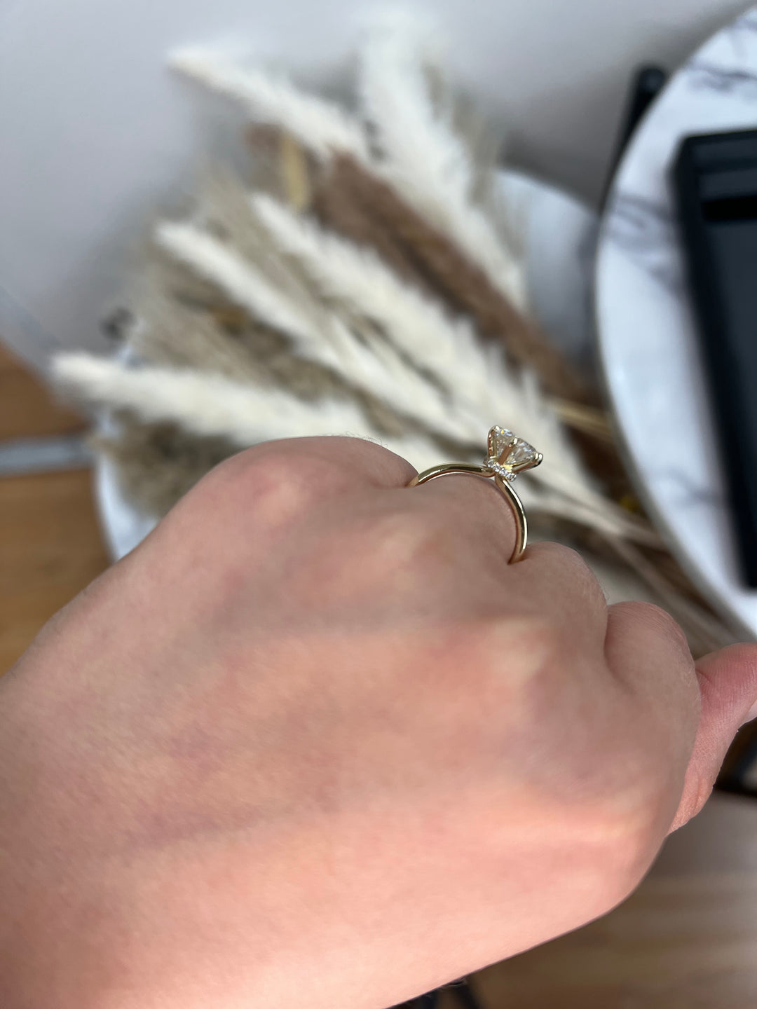 Round Cut Six Prong Solitaire Engagement Ring With Hidden Halo
