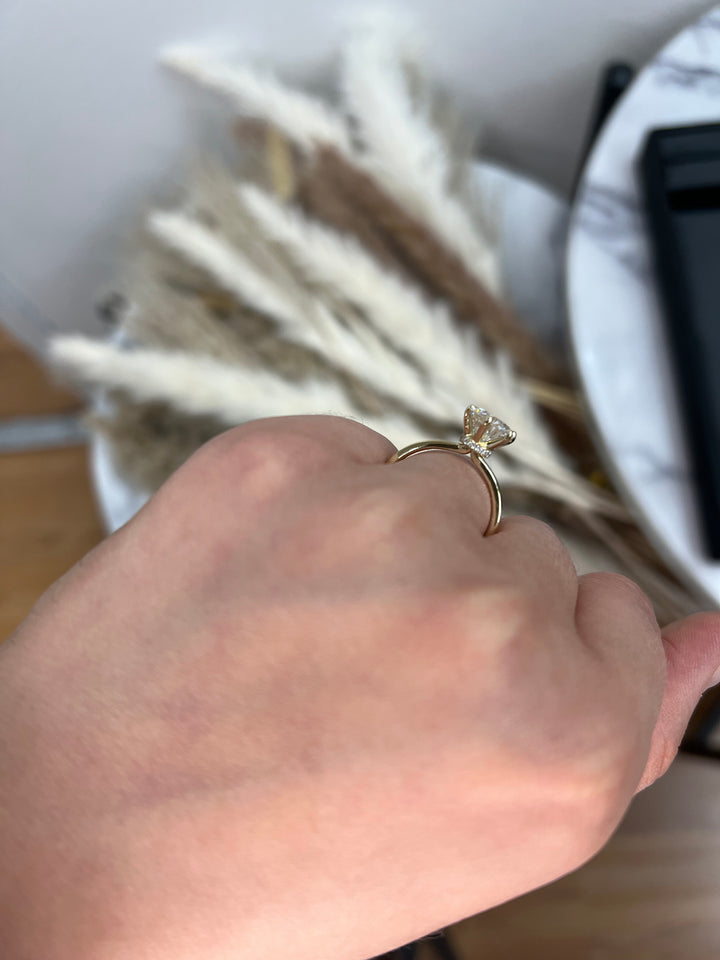 Round Cut Six Prong Solitaire Engagement Ring With Hidden Halo