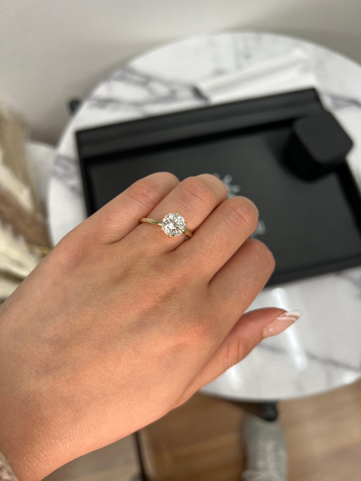 Round Cut Six Prong Solitaire Engagement Ring With Hidden Halo