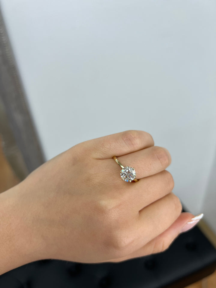 Round Cut Six Prong Solitaire Engagement Ring With Hidden Halo