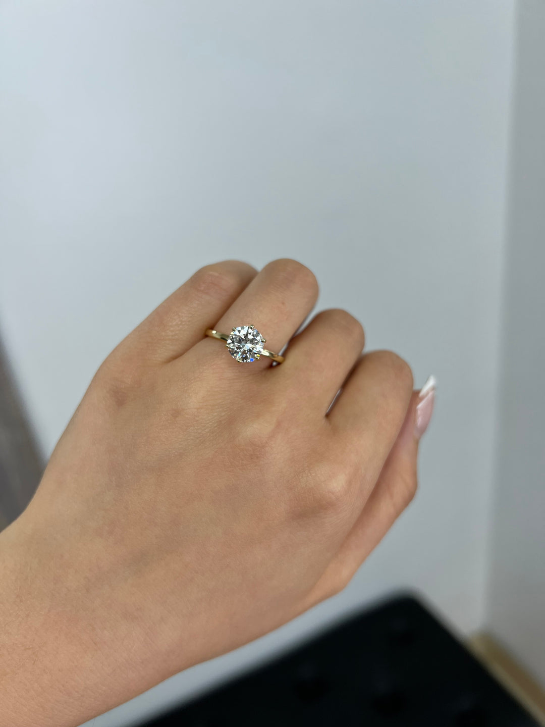 Round Cut Six Prong Solitaire Engagement Ring With Hidden Halo