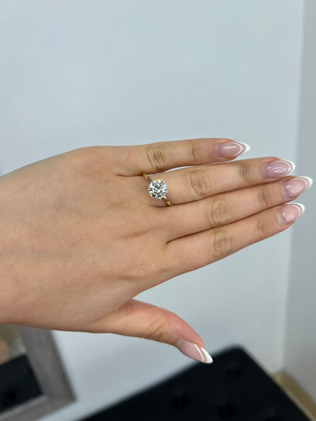 Round Cut Six Prong Solitaire Engagement Ring With Hidden Halo