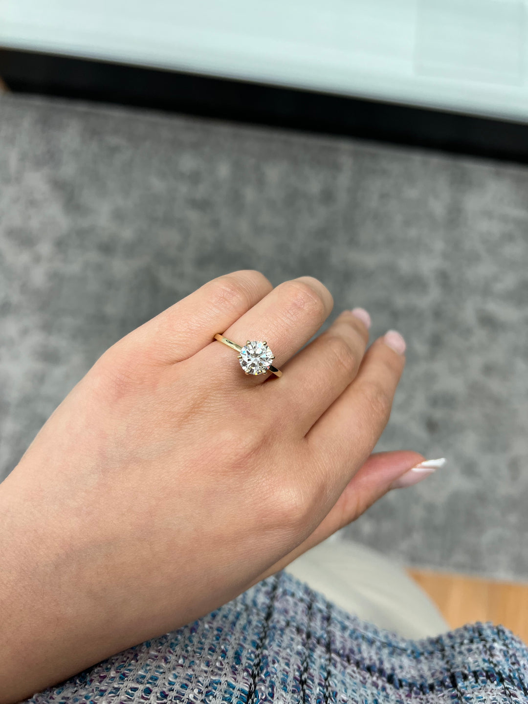 Round Cut Six Prong Solitaire Engagement Ring With Hidden Halo
