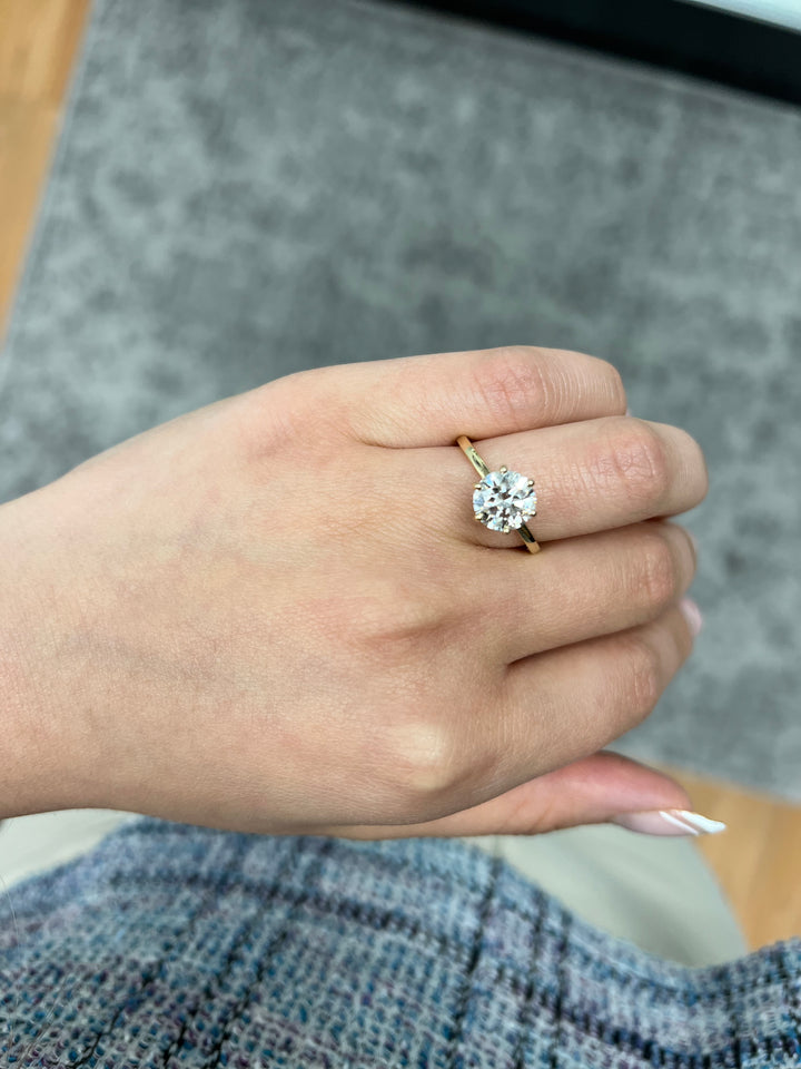 Round Cut Six Prong Solitaire Engagement Ring With Hidden Halo