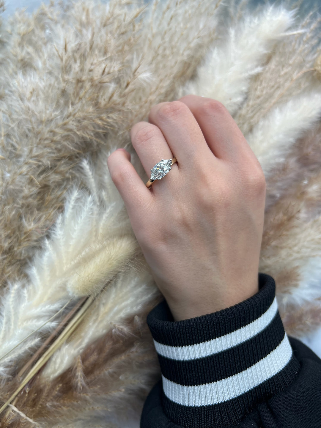 Marquise Cut East West Solitaire Engagement Ring