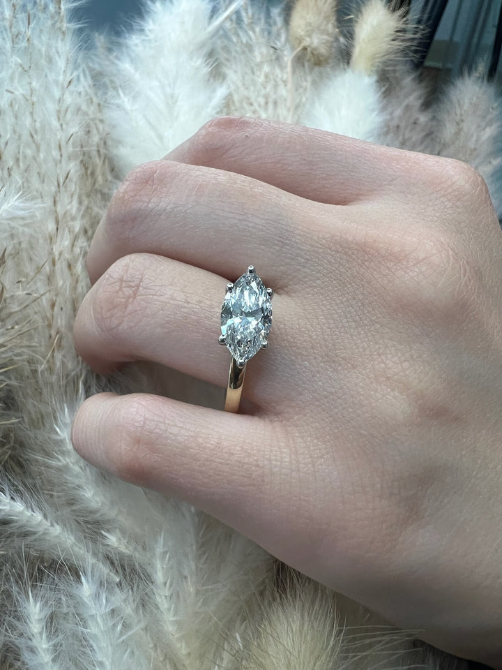 Marquise Cut East West Solitaire Engagement Ring