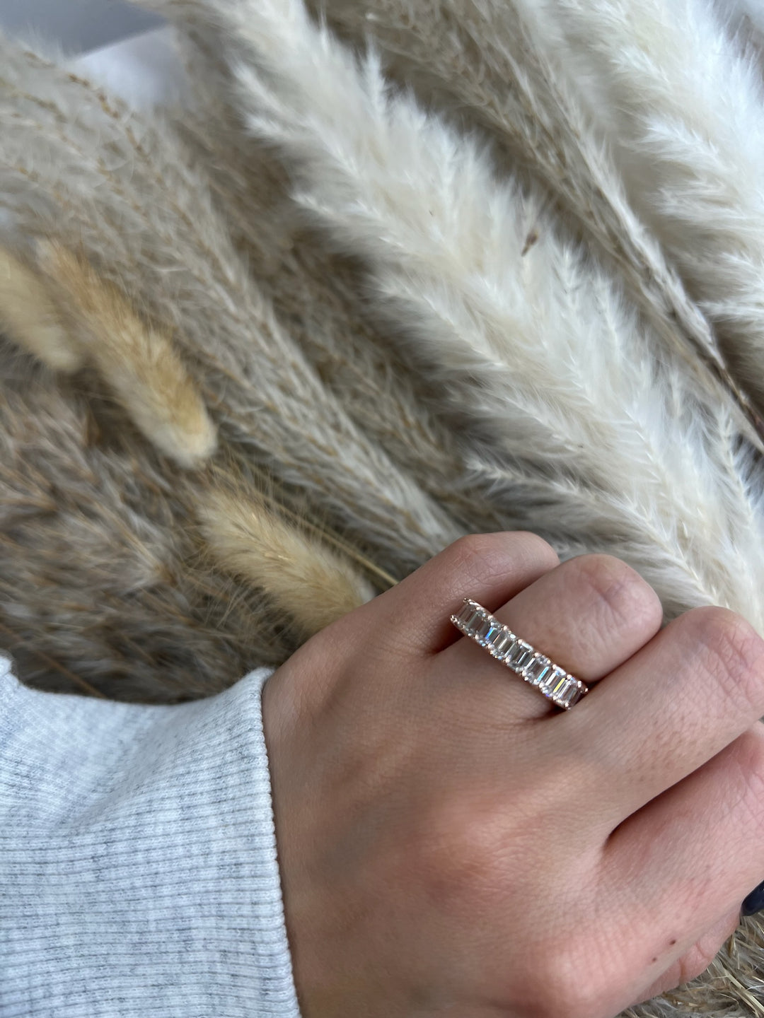 Emerald Cut  Eternity Band