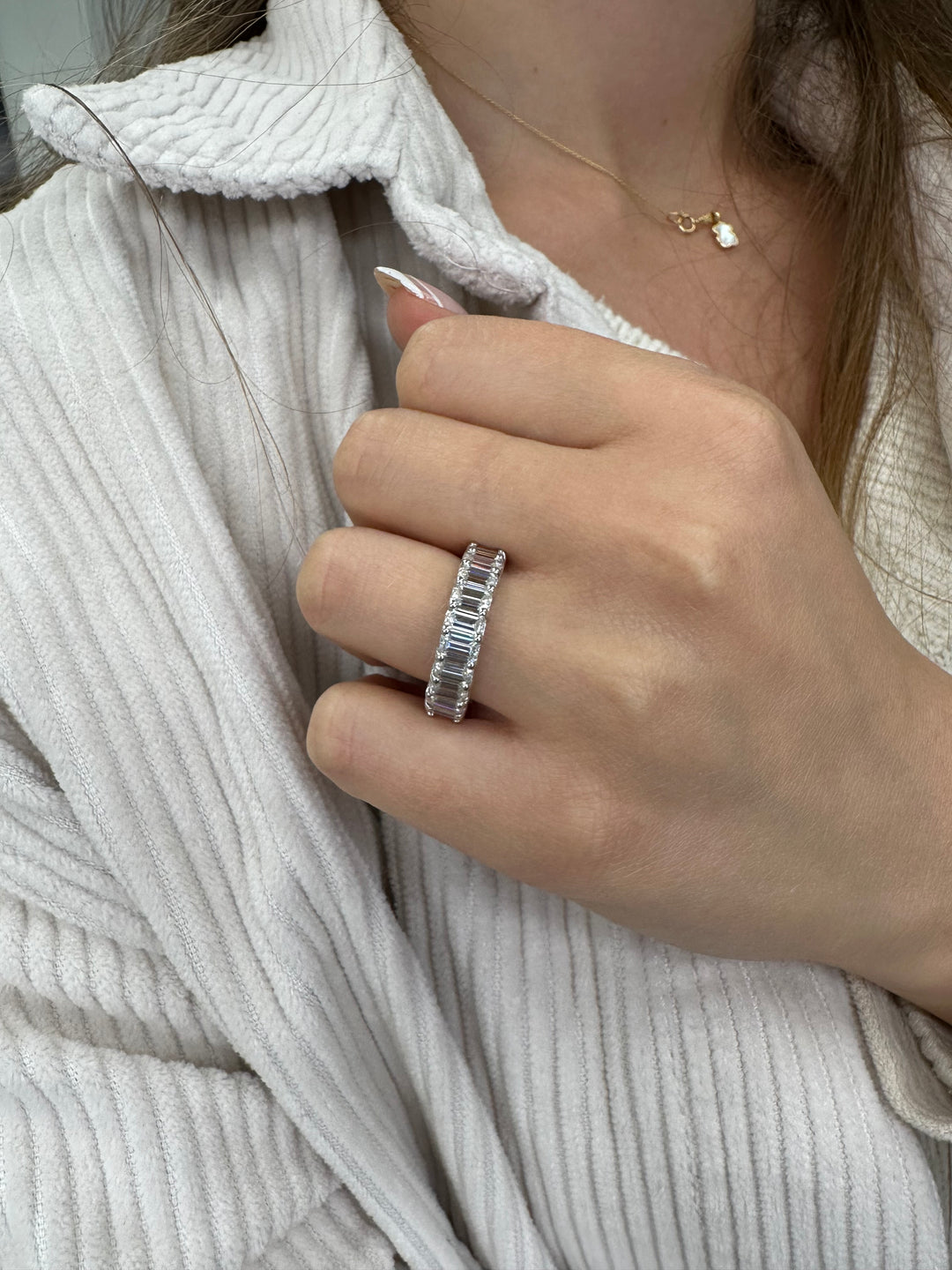 Emerald Cut  Eternity Band