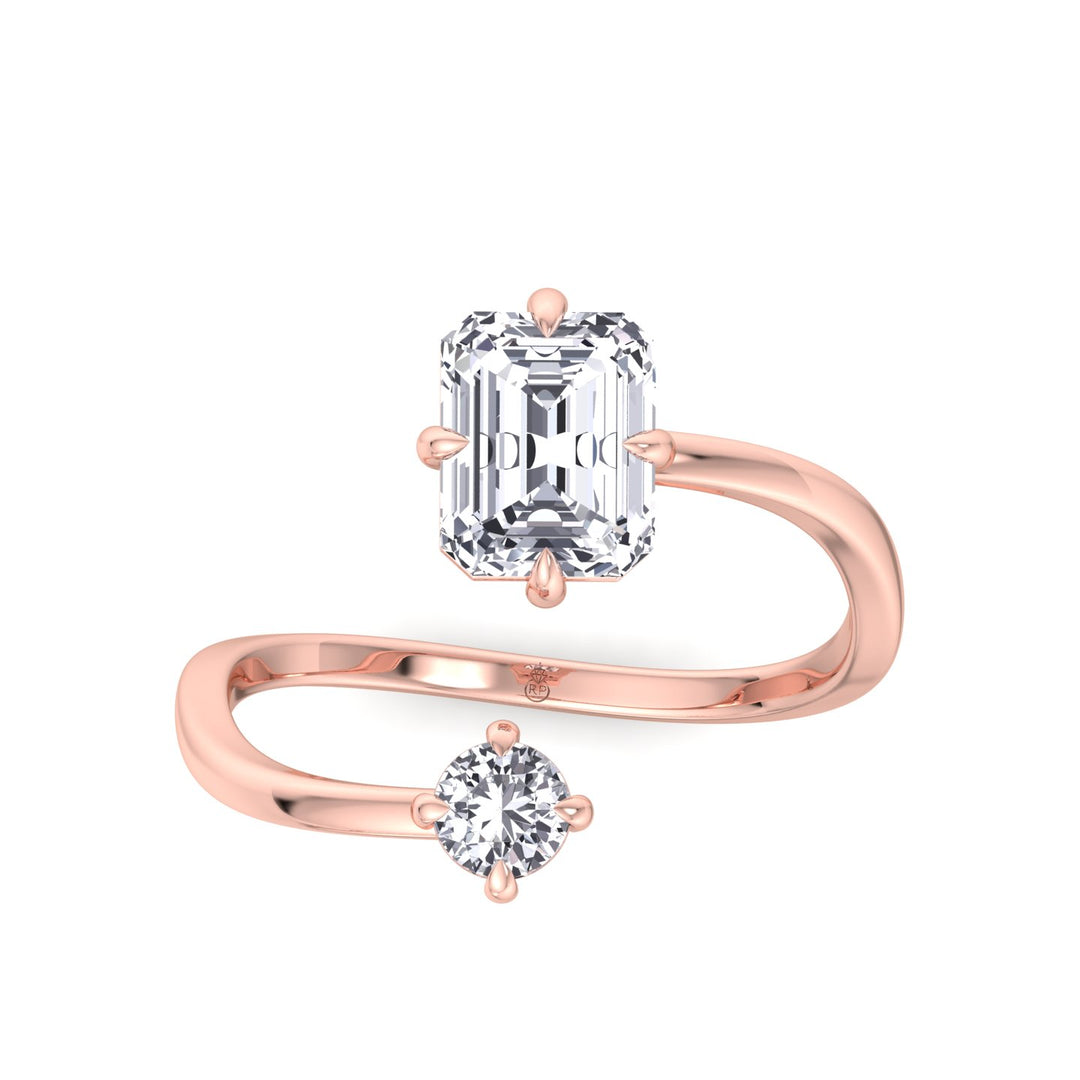 Emerald Cut &amp; Round Cut Engagement Ring