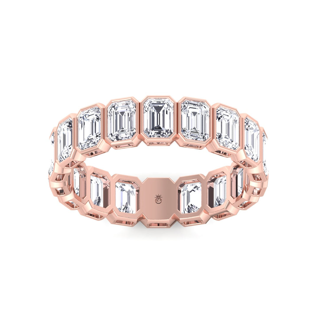 Emerald Shape Bezel Set Eternity Band