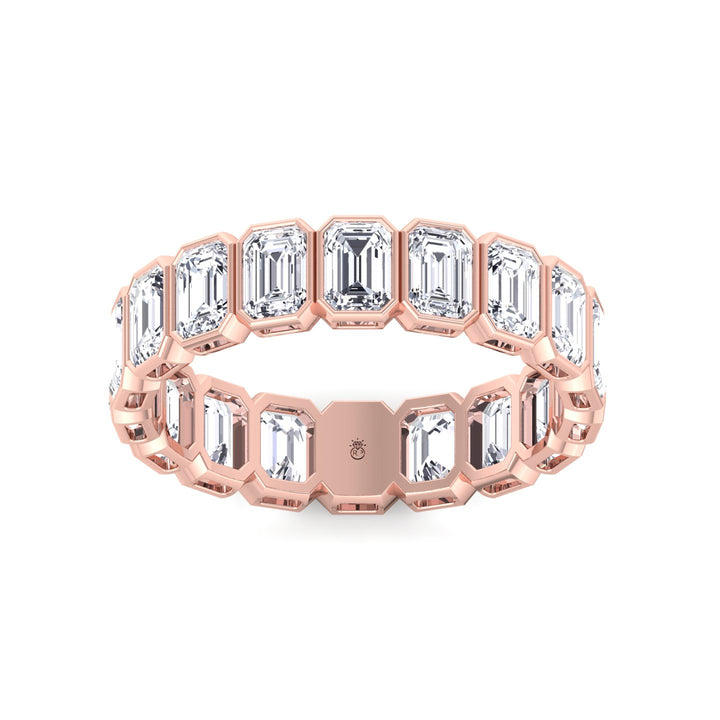 Emerald Shape Bezel Set Eternity Band