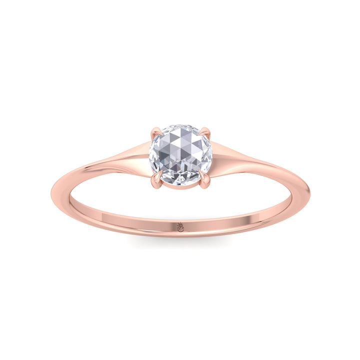 Rose Cut Round Shape Sword Edge Solitaire Engagement Ring