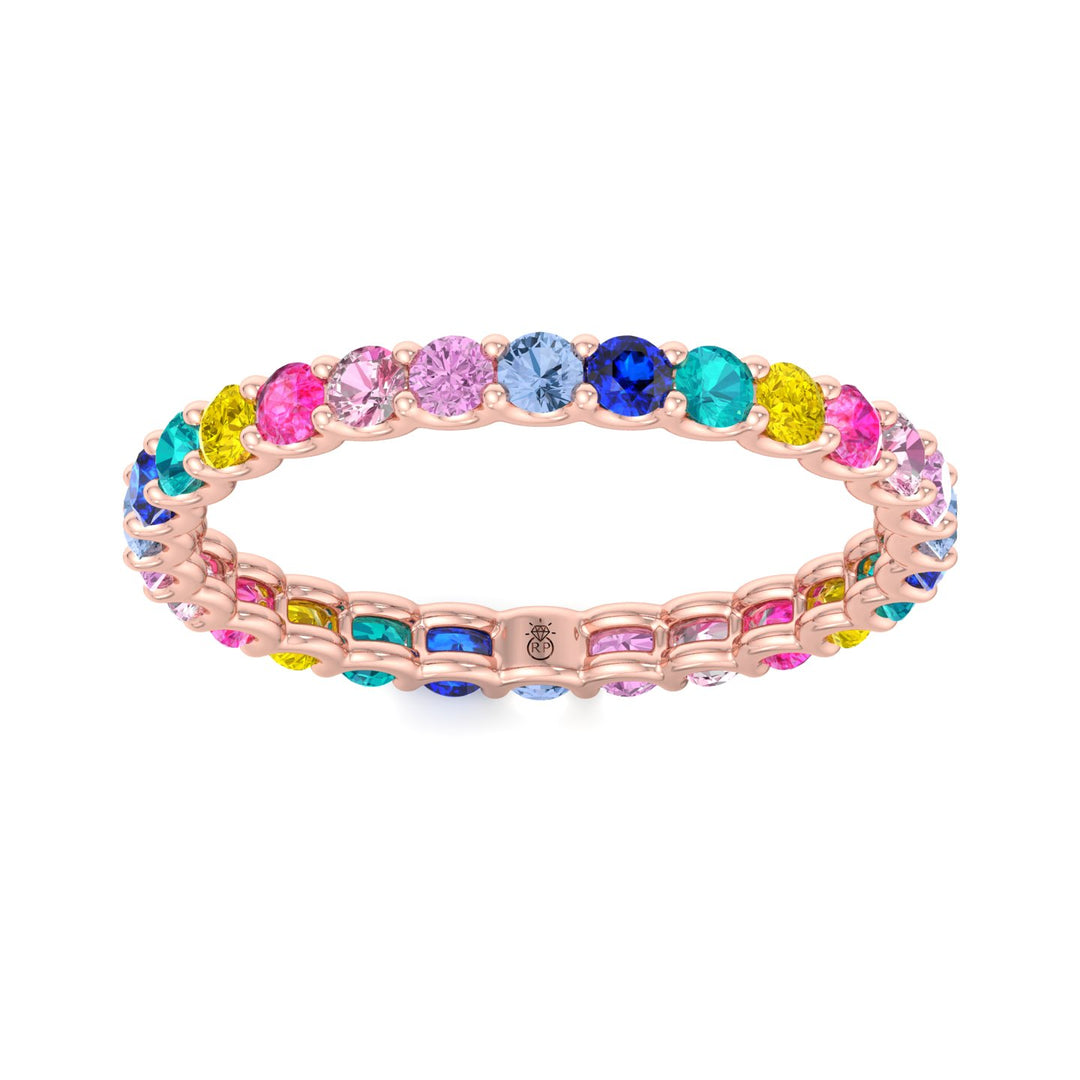 Multi Color Round Shape Eternity Band