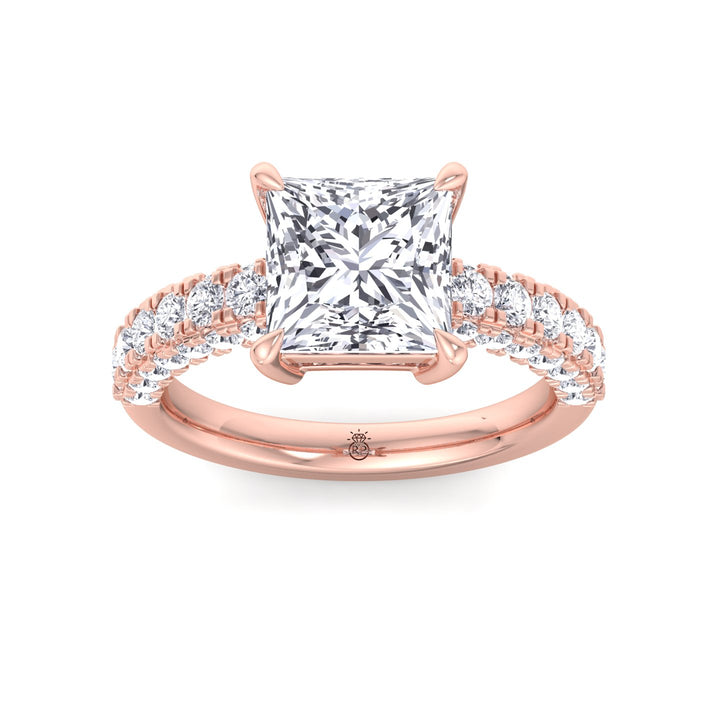 Princess Shape Engagement Ring with a Halfway Pave Band