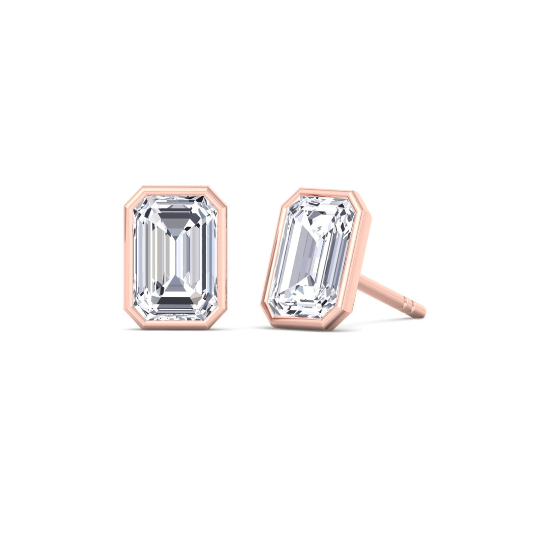 Bezel Set Emerald Shape Studs