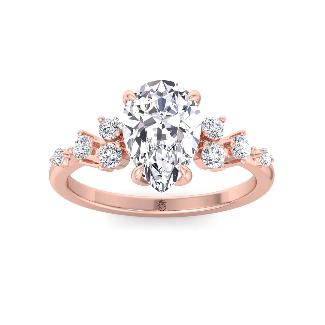 Pear Shape Engagement Ring with Round Sidestones