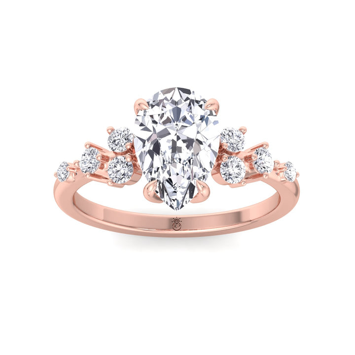 Pear Shape Engagement Ring with Round Sidestones