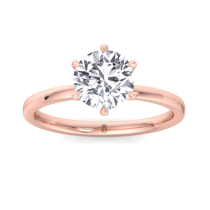 Round Cut Six Prong Solitaire Engagement Ring With Hidden Halo