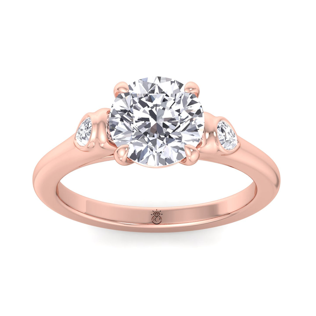 Round Cut Engagement Ring with Bezel Side Stones