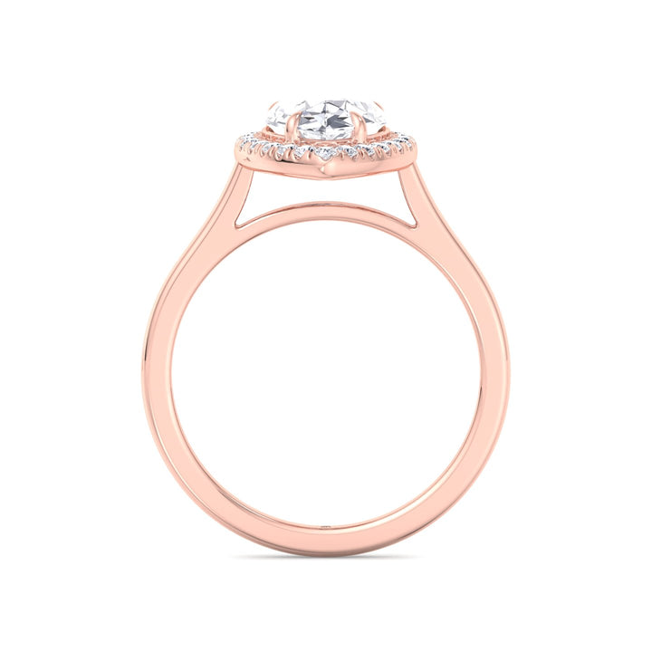 Pear Shape Engagement Ring with Halo Center and Plain Band