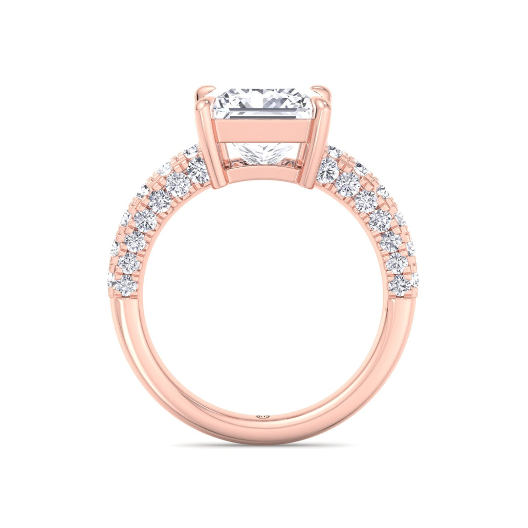 Princess Shape Engagement Ring with a Halfway Pave Band