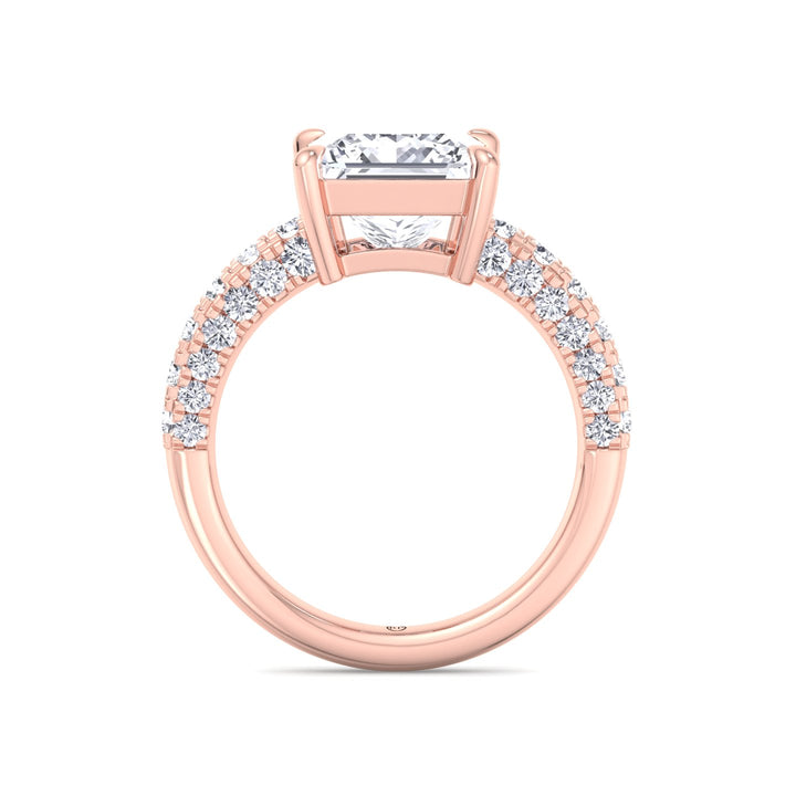 Princess Shape Engagement Ring with a Halfway Pave Band