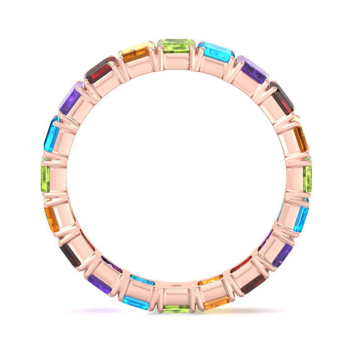 Multi Color Emerald Shape Eternity Band