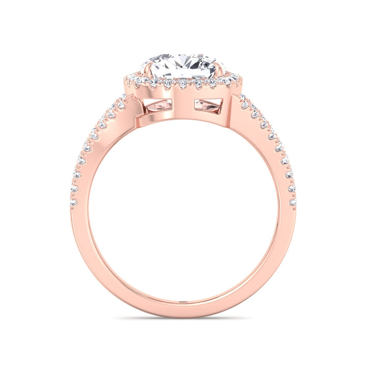 Cushion Cut Halo Engagement Ring with Split Pave Band