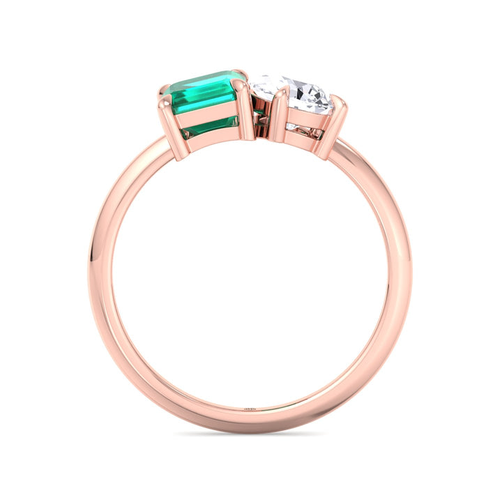 Toi et Moi Green Emerald &amp; Pear Shape Engagement Ring