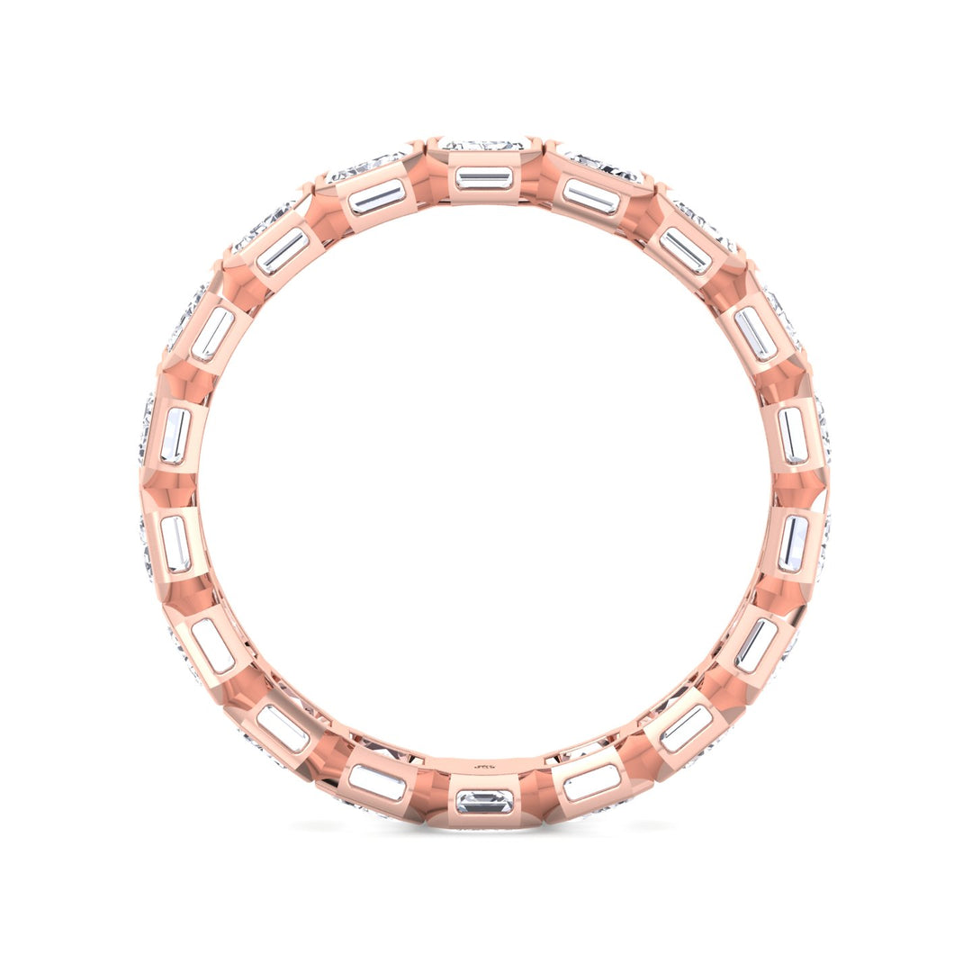 Emerald Shape Bezel Set Eternity Band