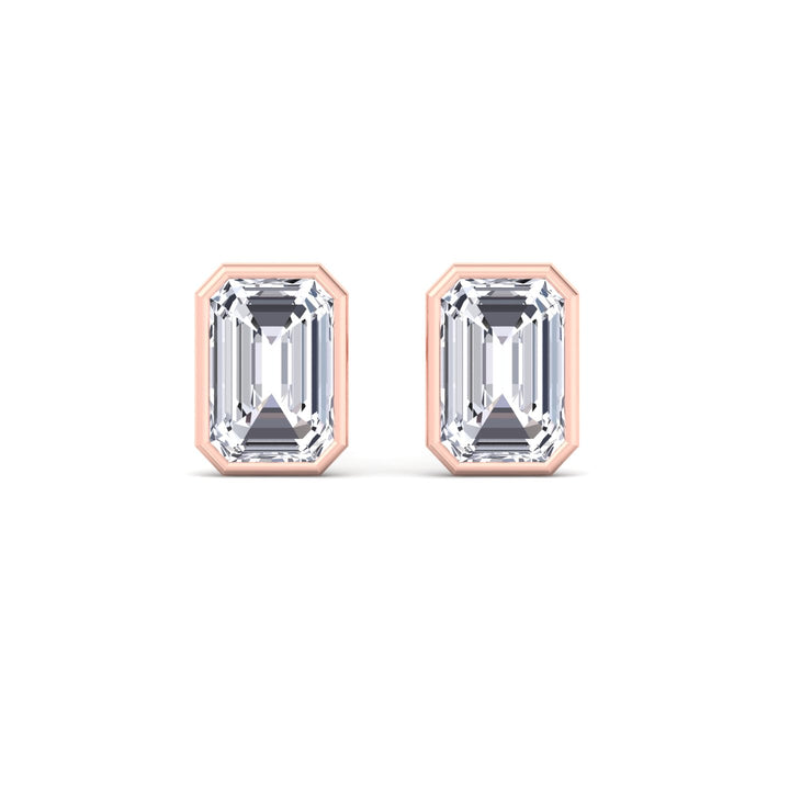 Bezel Set Emerald Shape Studs