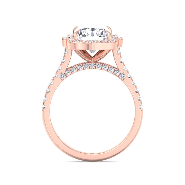 Radiant Cut Vintage Style Engagement Ring with Pave Band