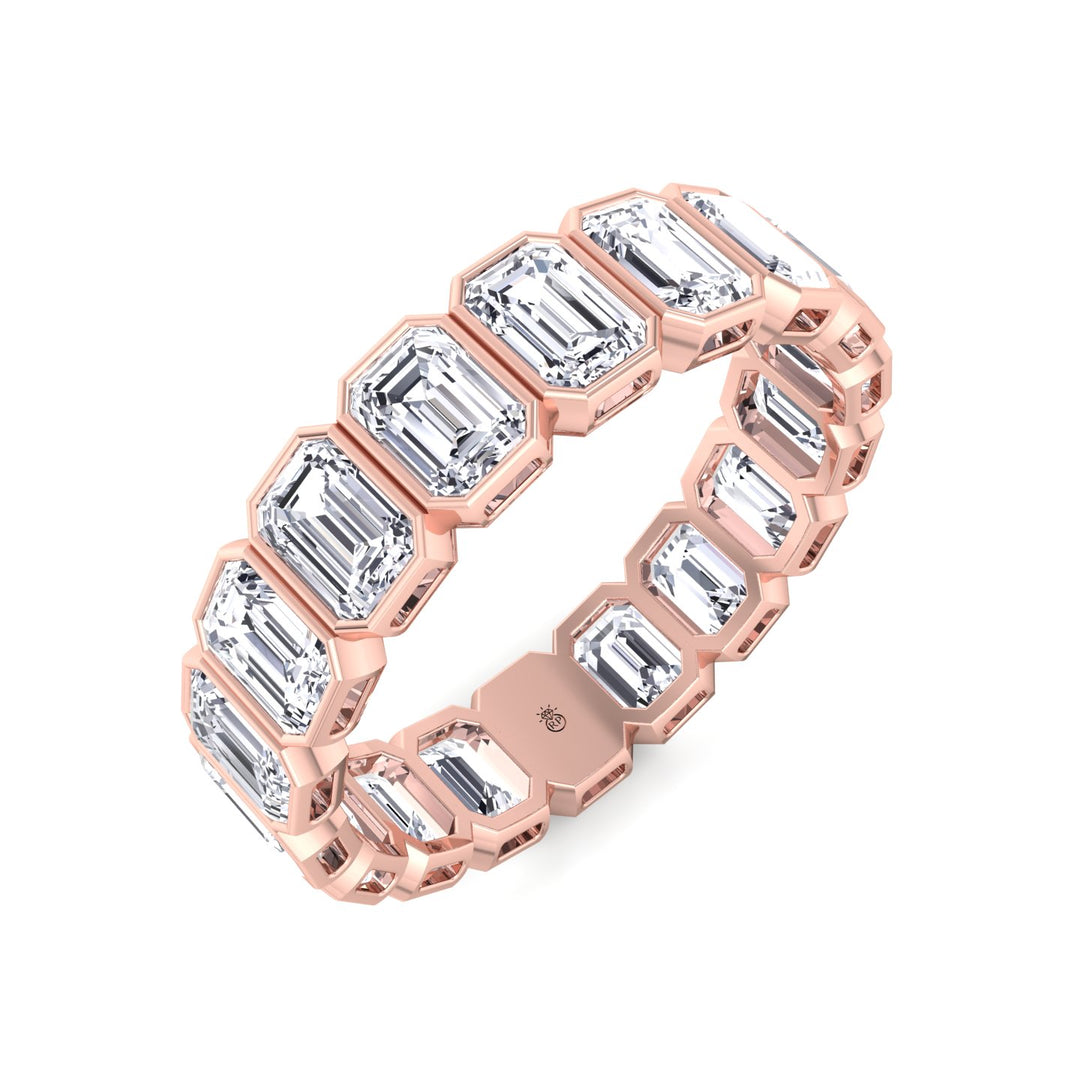 Emerald Shape Bezel Set Eternity Band